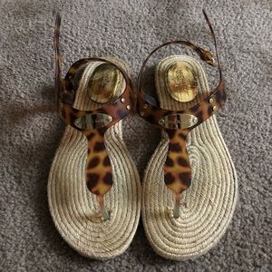 Michael Kors Espadrille Jelly Leopard Flat Sandals